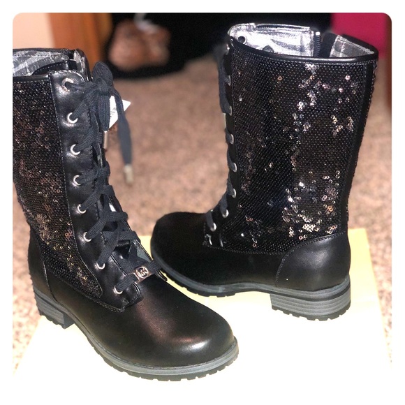 sequin combat boots